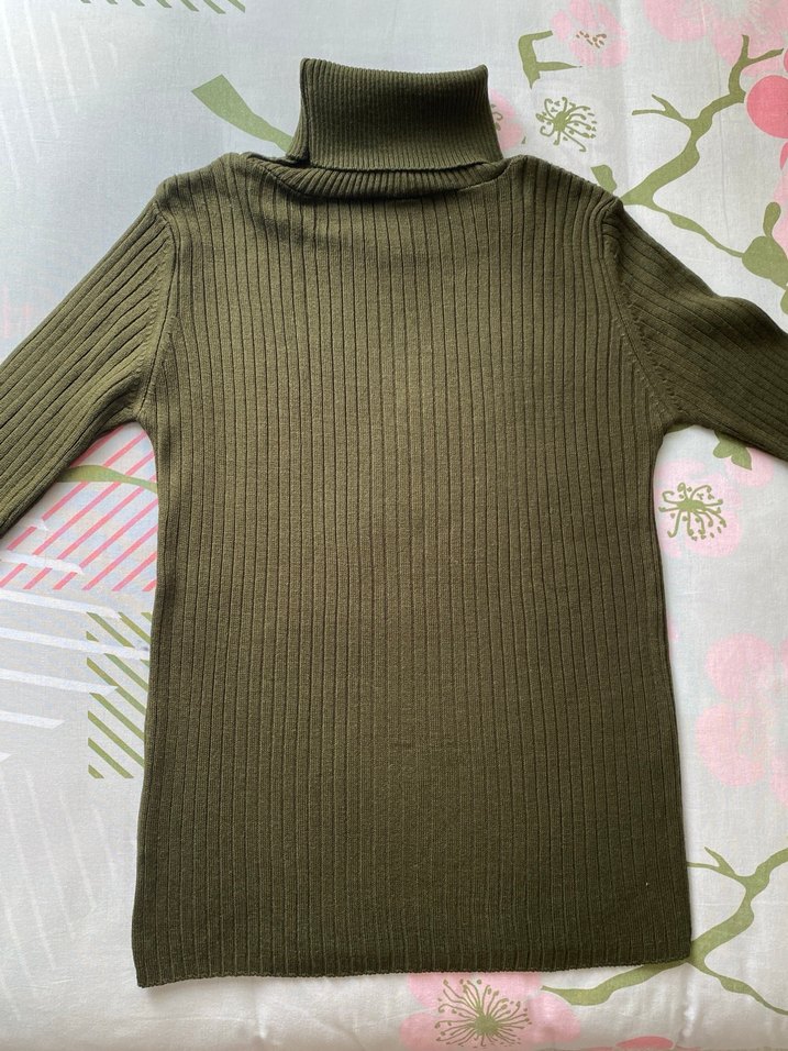 Kadın Haki Triko boğazlı Kazak - Görsel 2