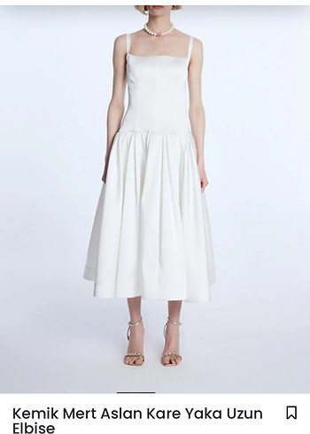 Adl mert aslan kare yaka saten elbise - Görsel 8