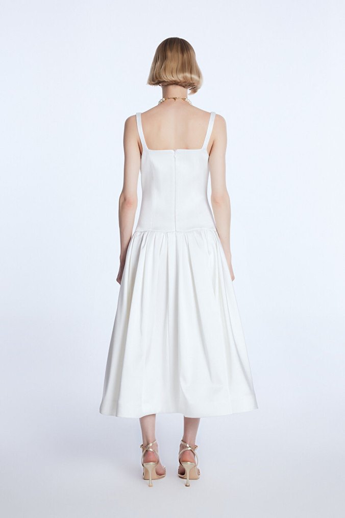 Adl mert aslan kare yaka saten elbise - Görsel 5