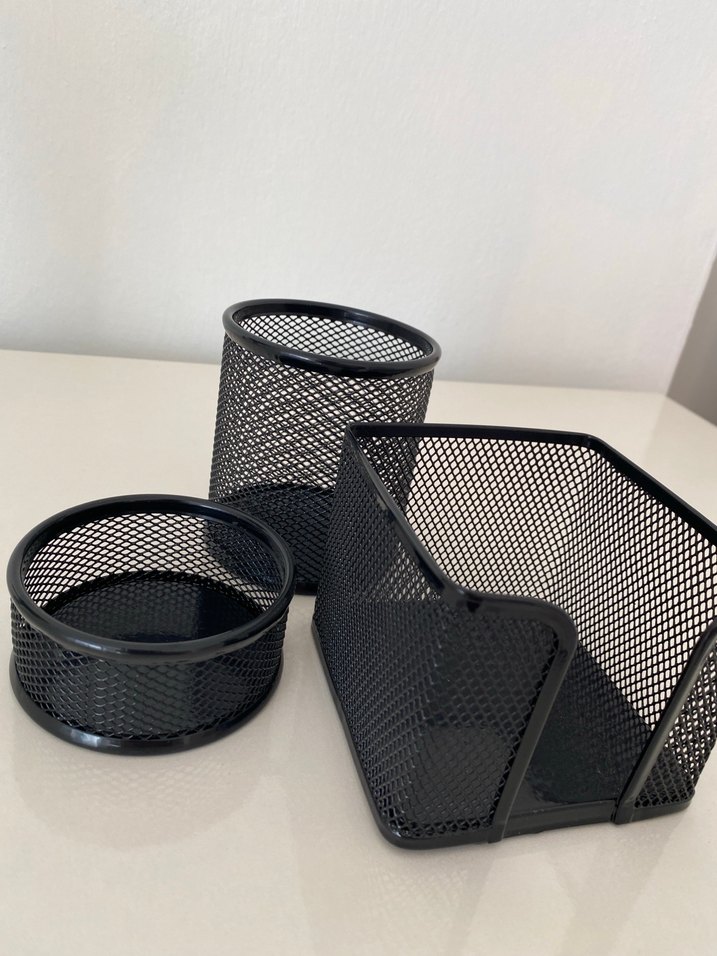 Siyah metal 3'lü Masa Seti kalemlik kağıtlık - Görsel 4