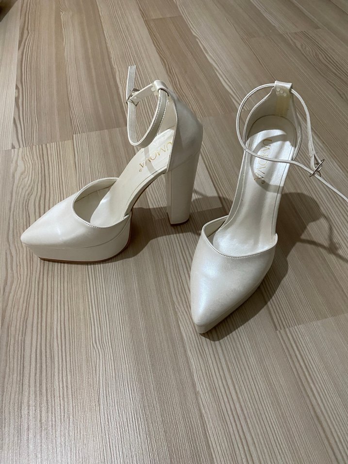 Beyaz Platform Topuklu Gelin Ayakkabısı - Görsel 2