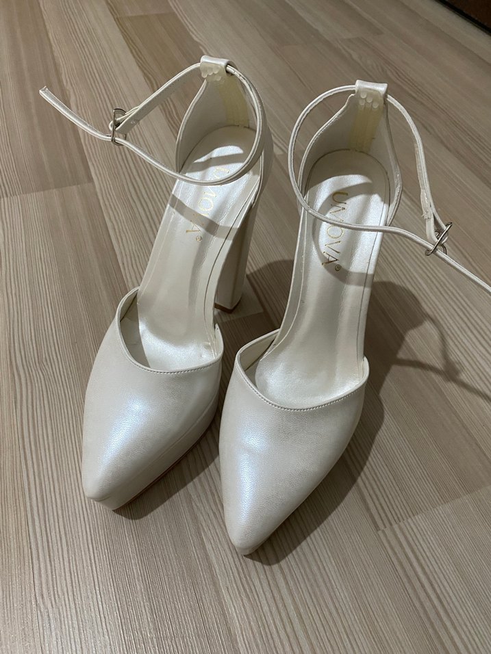 Beyaz Platform Topuklu Gelin Ayakkabısı - Görsel 5