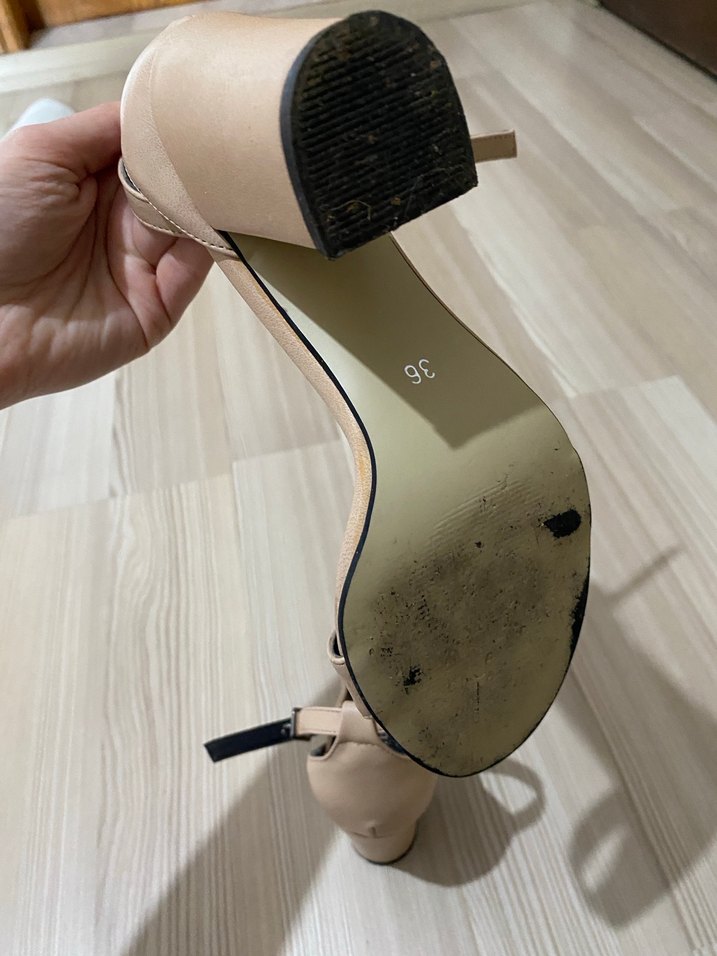 Bej topuklu ayakkabı - Görsel 5