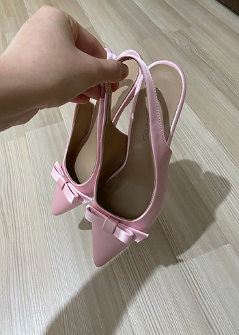Pembe Fiyonklu Stiletto topuklu ayakkabı - Görsel 4
