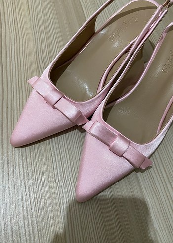 Pembe Fiyonklu Stiletto topuklu ayakkabı - Görsel 6