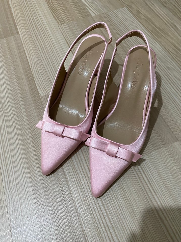 Pembe Fiyonklu Stiletto topuklu ayakkabı - Görsel 2