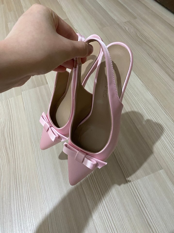 Pembe Fiyonklu Stiletto topuklu ayakkabı - Görsel 4