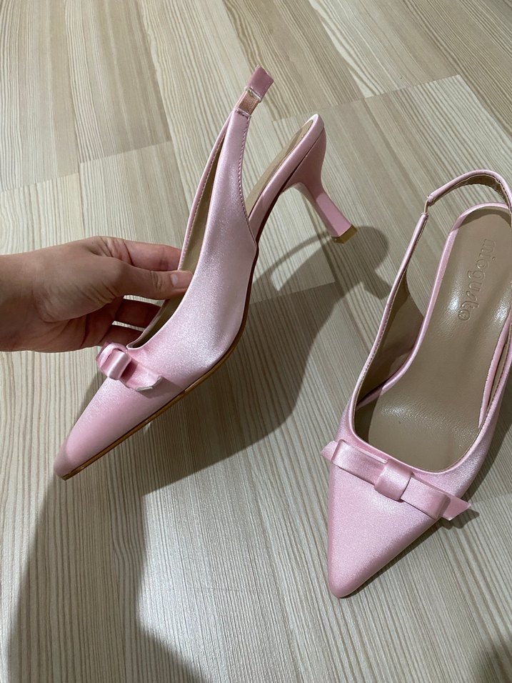 Pembe Fiyonklu Stiletto topuklu ayakkabı - Görsel 3