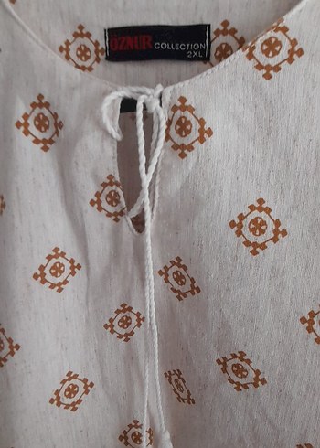 LC Waikiki Bohem Desenli Beyaz Keten Kadın Bluz