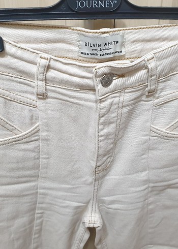 Ekru Midi Boy Regular Fit Kadın Kot Pantolon - Görsel 3