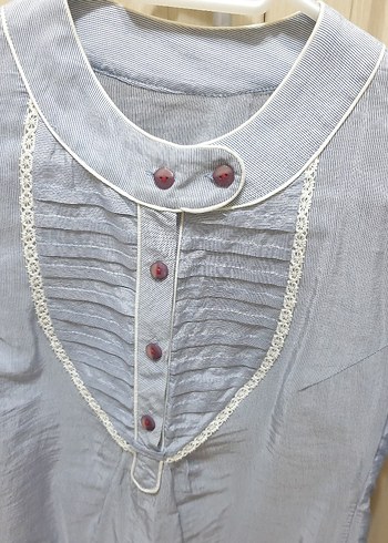 Mavi-Beyaz Çizgili Uzun Kollu Gömlek - Görsel 3