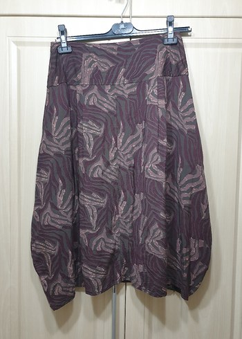 Bohem Kahverengi Pilili Midi Etek - Görsel 2