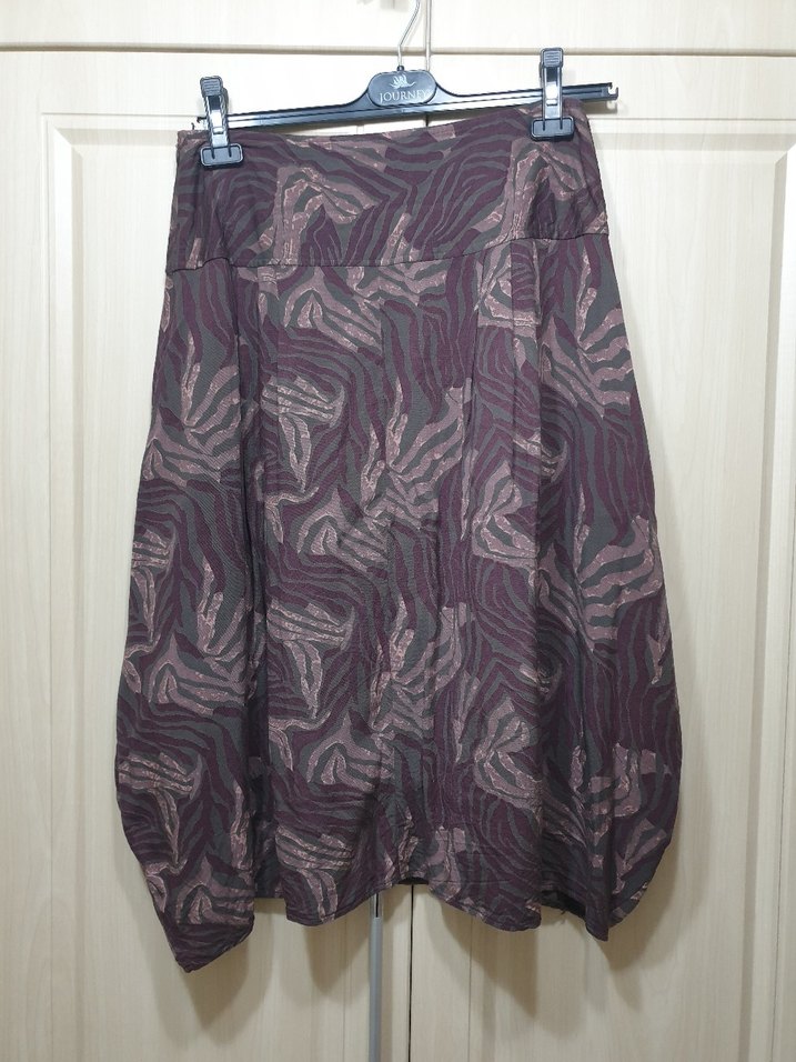 Bohem Kahverengi Pilili Midi Etek - Görsel 2