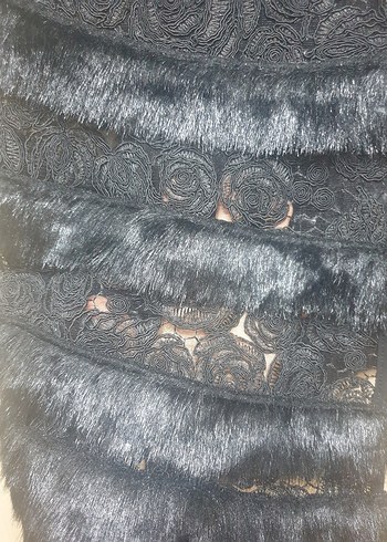 Siyah Kürklü Uzun Kadın Yelek - Görsel 3