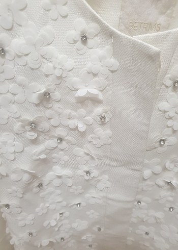 Düğmeli Ekru Nakışlı Kadın Blazer - Görsel 4