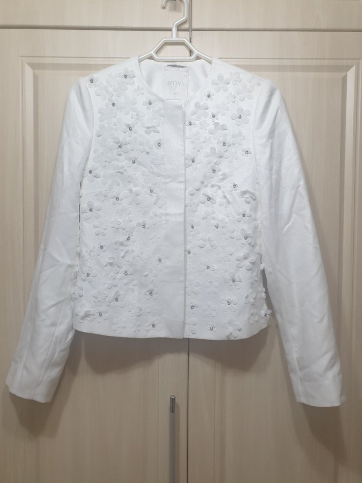 Düğmeli Ekru Nakışlı Kadın Blazer - Görsel 2