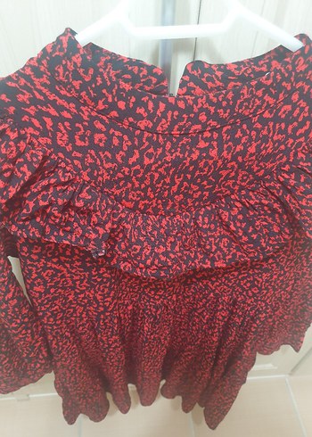 Kırmızı-Siyah Fırfırlı Kısa Elbise - Görsel 3