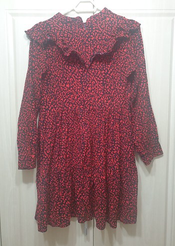 Kırmızı-Siyah Fırfırlı Kısa Elbise - Görsel 2