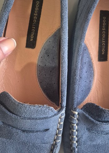 Mavi Süet Loafer Babet Ayakkabı - Görsel 2