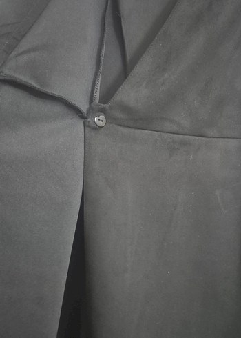 Kemerli Siyah Süet Kadın Elbise - Görsel 6