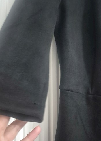 Kemerli Siyah Süet Kadın Elbise - Görsel 2