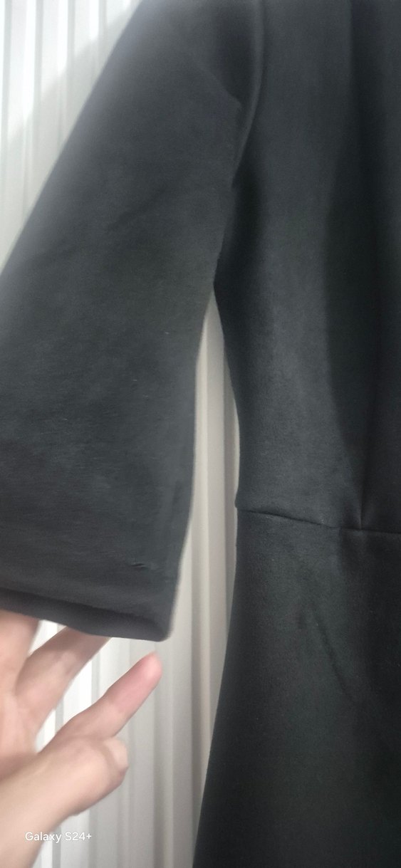 Kemerli Siyah Süet Kadın Elbise - Görsel 2