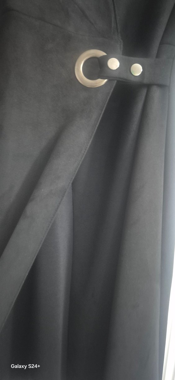 Kemerli Siyah Süet Kadın Elbise - Görsel 4