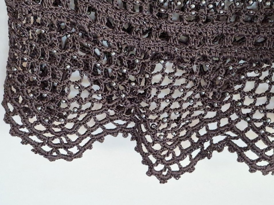 Gri Örgü Midi Askılı Bohem bluz - Görsel 2