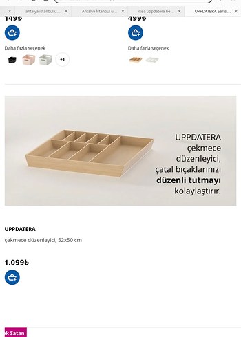 Beden camel Renk İkEA Bej Ahşap Çatal Bıçak Düzenleyici