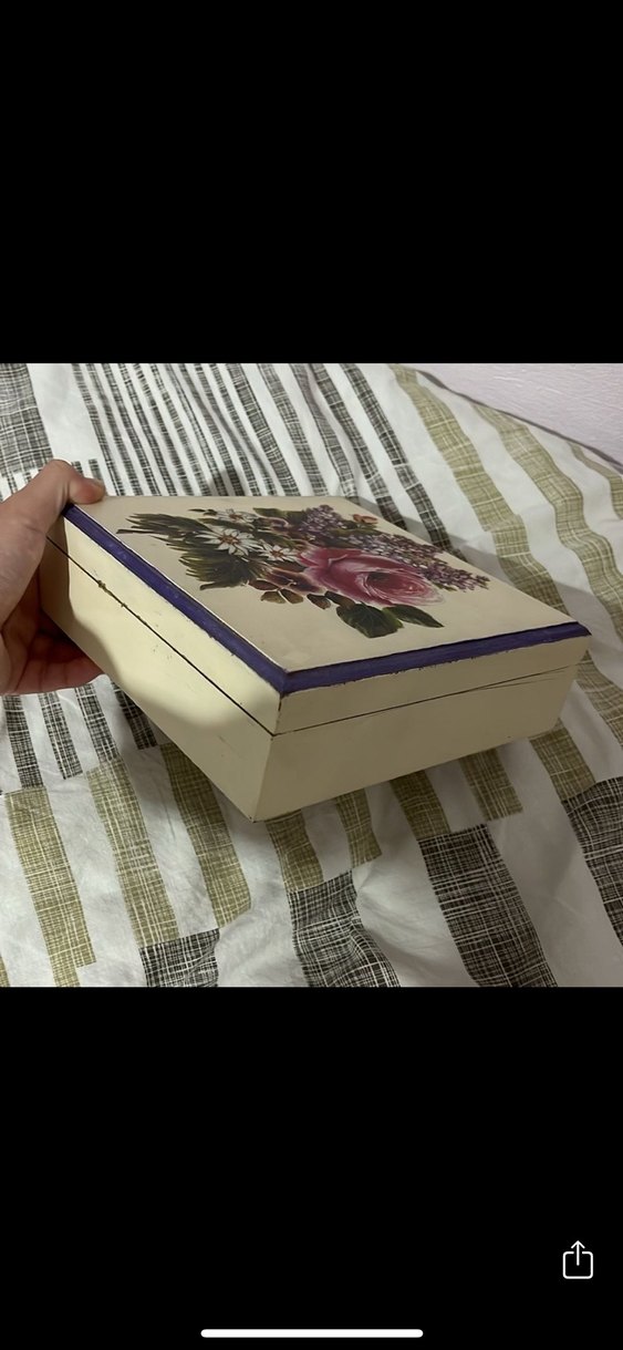 Mor Çiçek Desenli Vintage Kutu - Görsel 3