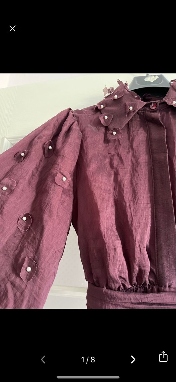 Bordo Uzun Kollu Kadın Elbise - Görsel 2