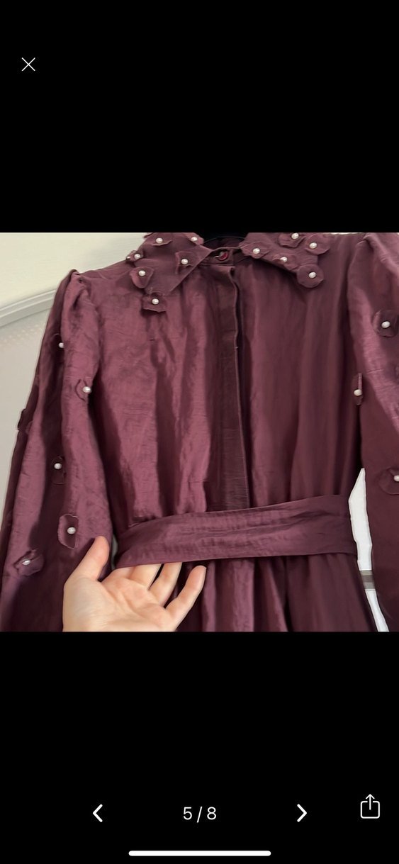 Bordo Uzun Kollu Kadın Elbise - Görsel 3