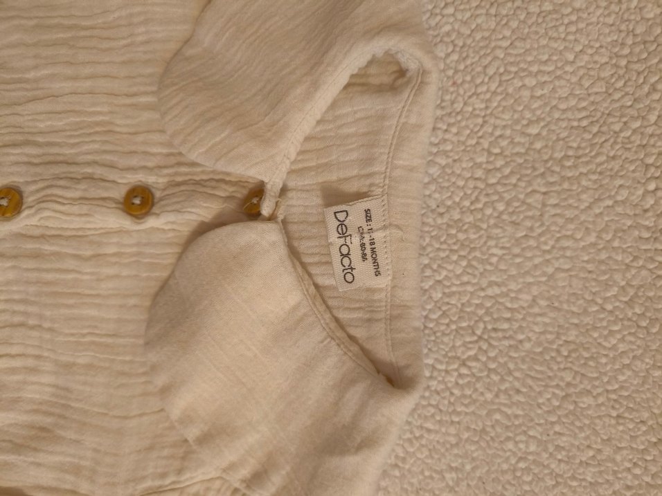 Kız Çocuk Bej Keten Gömlek - Görsel 2