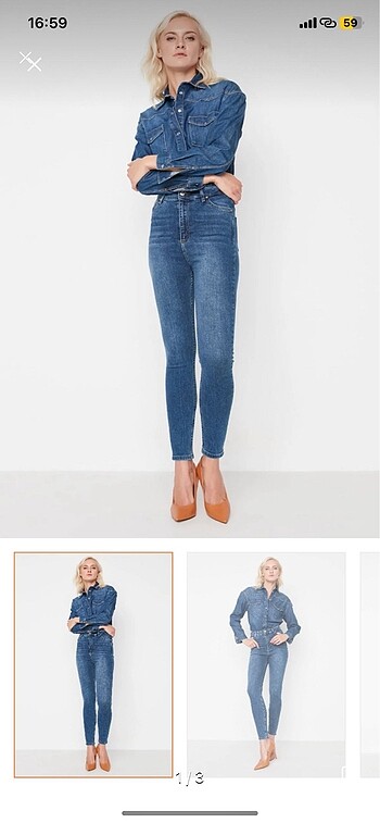 Mavi Yüksek Bek Skinny Jeans