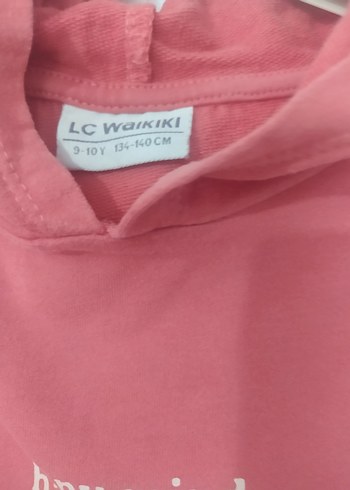 9 Yaş Beden Pembe Pamuklu çocuk Sweatshirt