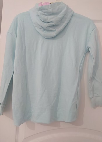 9 Yaş Beden Kız Çocuk Mavi Kapüşonlu Sweatshirt