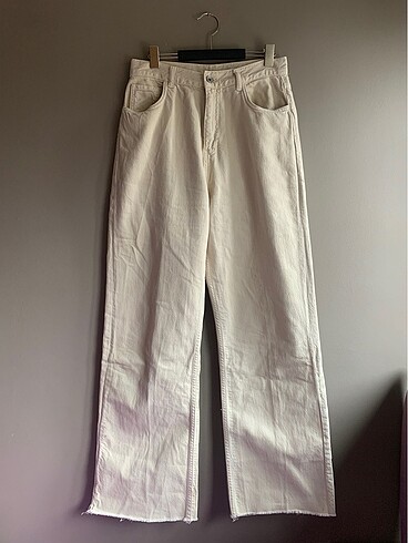Krem wide leg pantolon