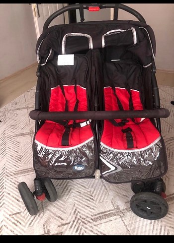 9- 36 kg Beden Kırmızı İkiz Bebek Arabası