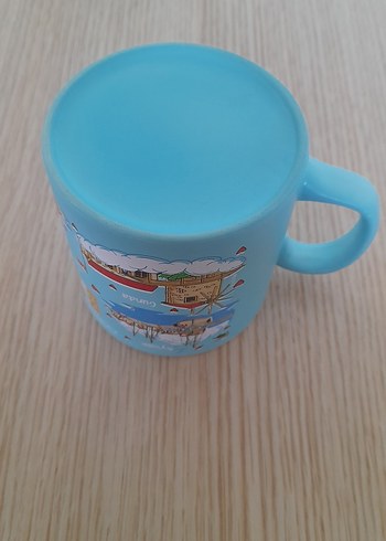 Renkli Ayvalık Temalı Mavi Kupa - Görsel 5