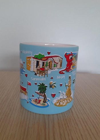 Renkli Ayvalık Temalı Mavi Kupa - Görsel 3