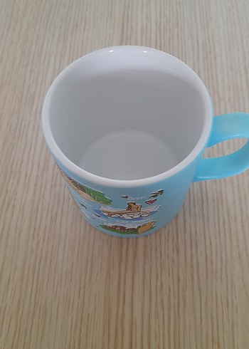 Renkli Ayvalık Temalı Mavi Kupa - Görsel 4