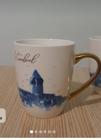 Porselen kupa bardak İstanbul Galata kulesi silüetli