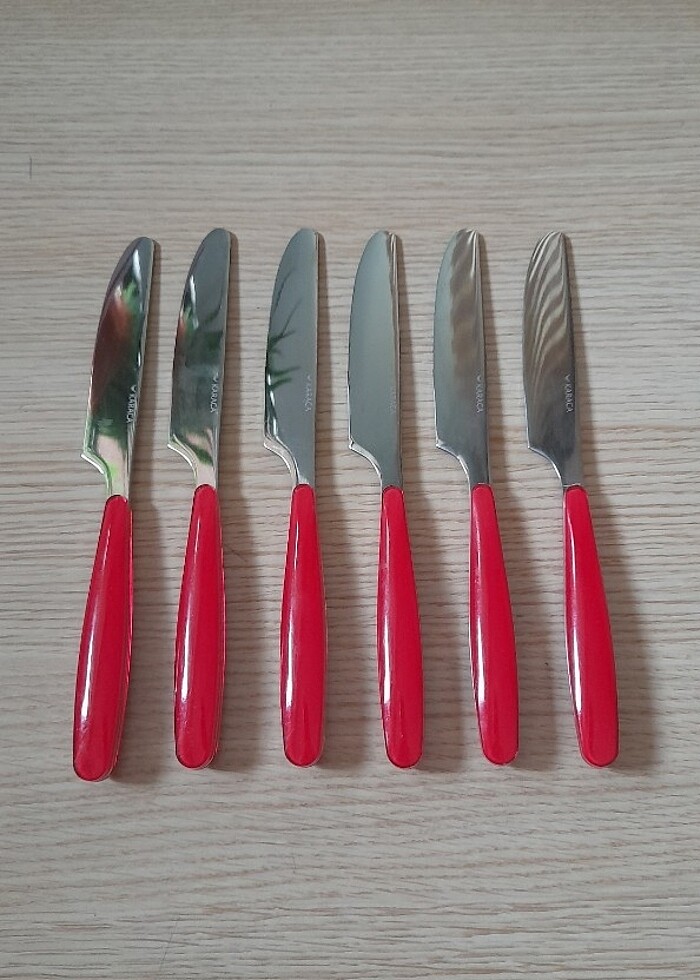 Karaca 6 adet kahvaltı ve yemek bıçağı KIRMIZI SAPLI - Görsel 4