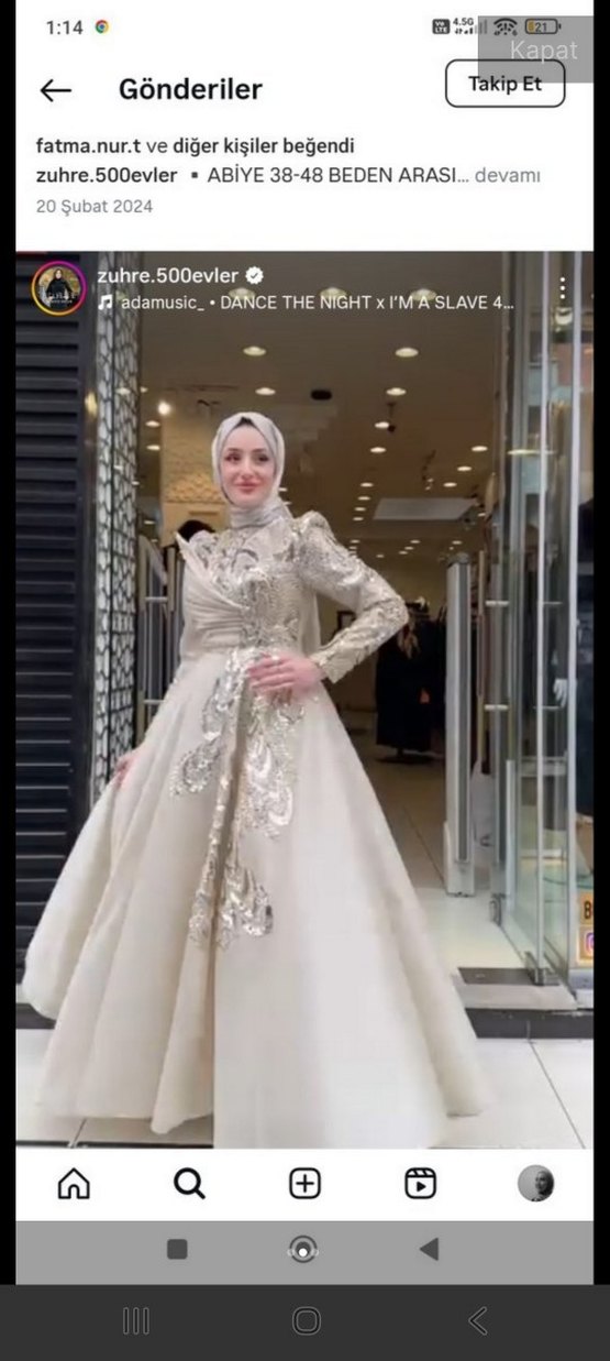 SATILIKK+şal İşlemeli Beyaz Uzun Abiye Elbise - Görsel 2