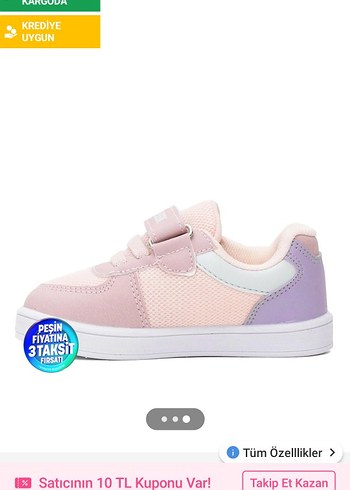 24 Beden Kız Çocuk Pembe Velcro Bağcıklı Spor Ayakkabı