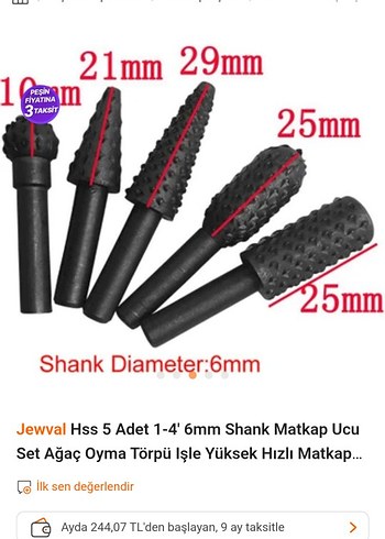 Diğer Jewval 5 Parça Siyah Matkap Ucu Seti