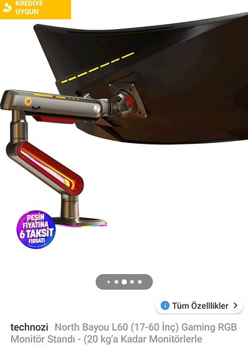 technozi North Bayou L60 Kırmızı RGB Monitör Standı - Görsel 6