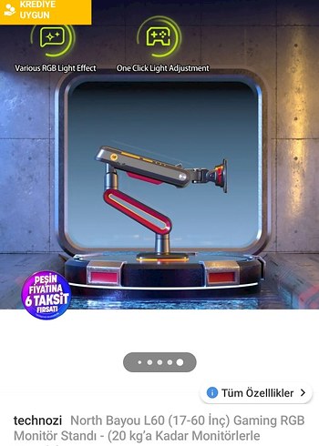 technozi North Bayou L60 Kırmızı RGB Monitör Standı - Görsel 8