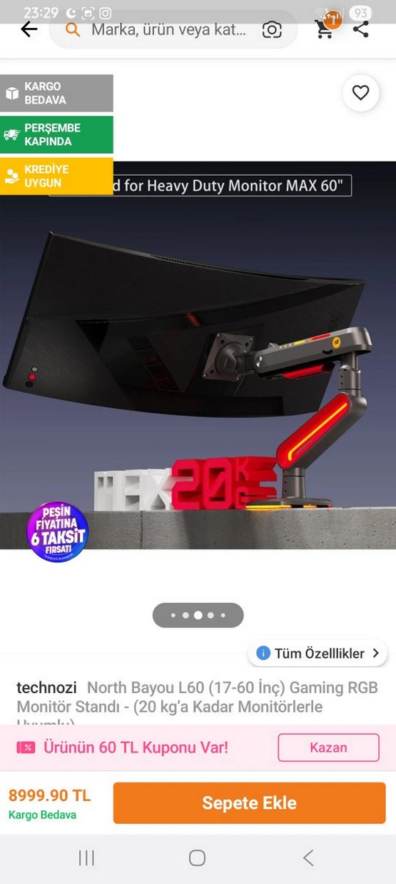 technozi North Bayou L60 Kırmızı RGB Monitör Standı - Görsel 4