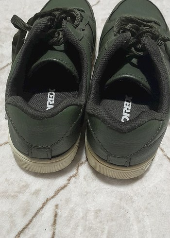 Kadın Haki Deri Kamuflaj Sneakers - Görsel 6